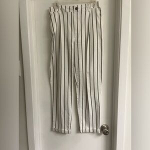 Black and white strip dress pants